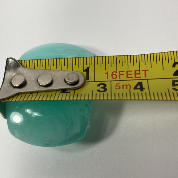 Aqua Blue with slight Ocean Wave Pattern Clip on Earrings - Picture 7 of 12